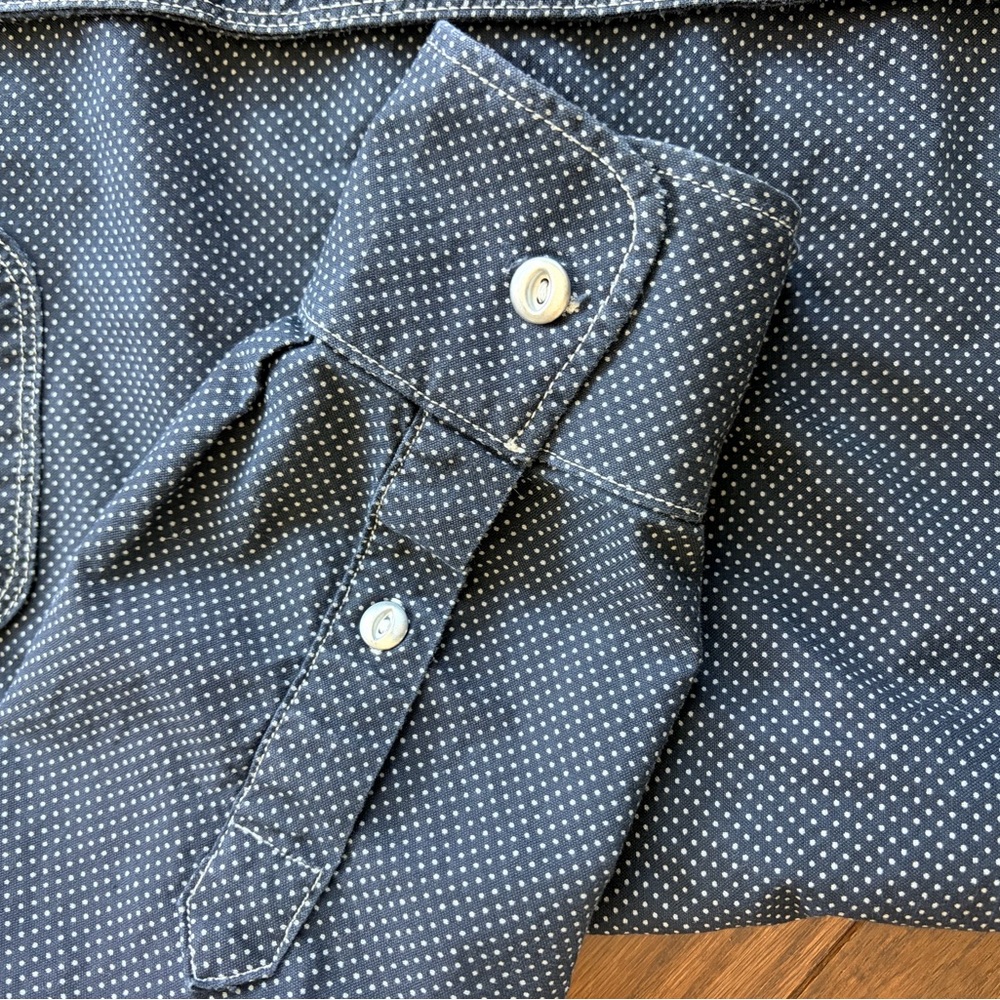 Freenote Cloth Men's Navy Polka Dot Shirt - Picture 5 of 6